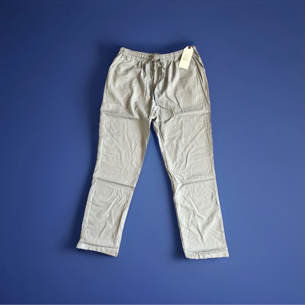 Banu Silver Gray Nursing Scrubs pants Draw String elastic Unisex NWT